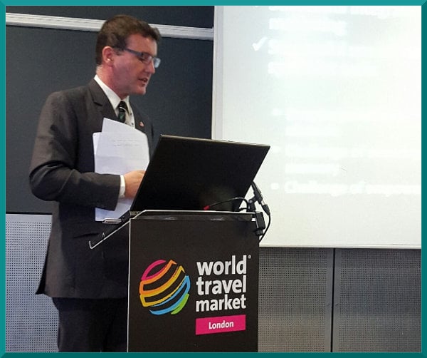 Robert Travers, speaking at WTM London.
