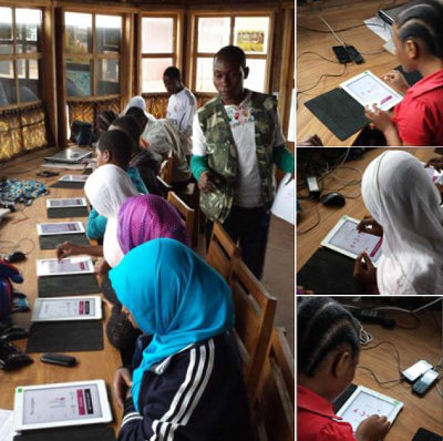 May 2016: "Today the first serious Tablet Class took off! Our volunteer and science student Bart instructed a local form 7 leaver how to manage the class and how to keep track of the results. The first students were really engaged!"