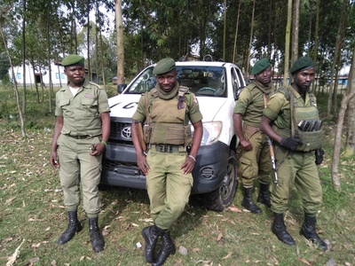 Escorting officers in the Virunga, DRC